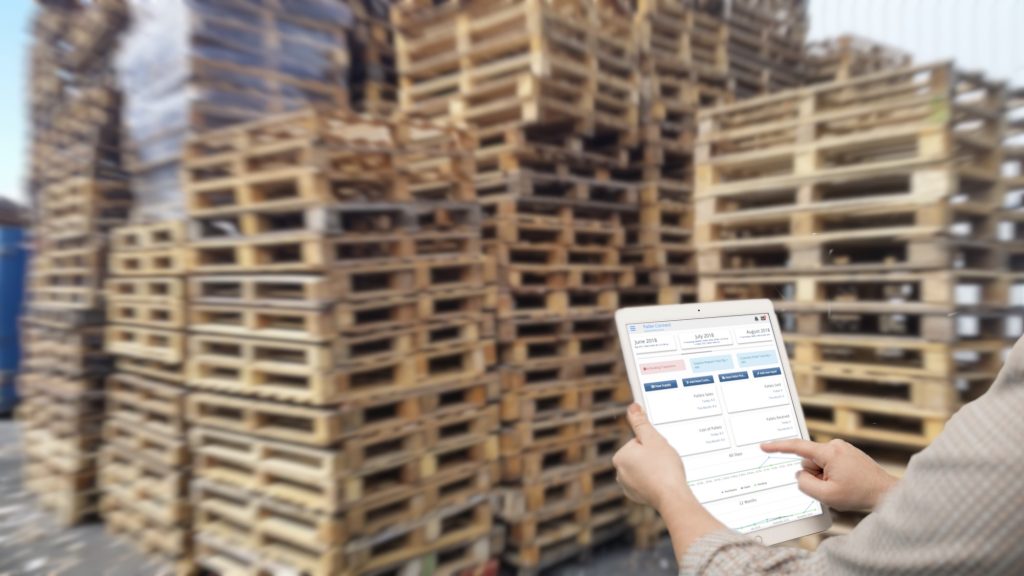 Tablet on front of pallets